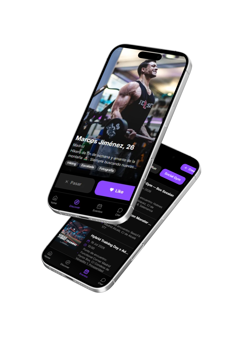 Vista previa de la app NUDO: perfiles y eventos